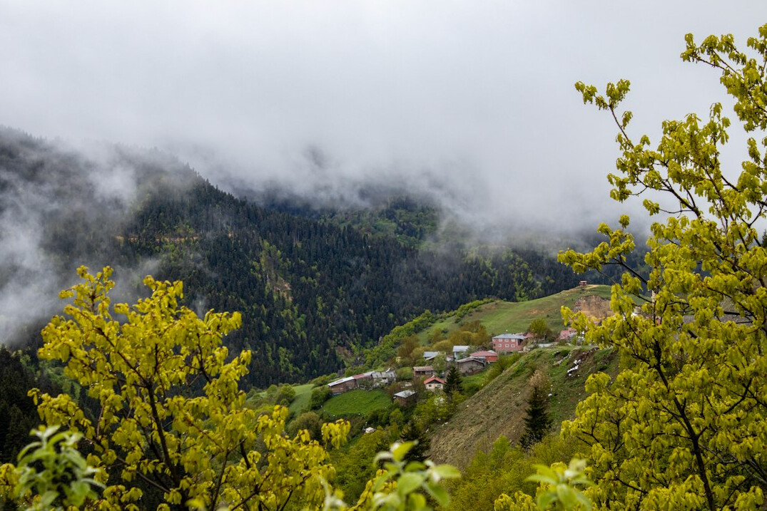 remote village foggy landscape