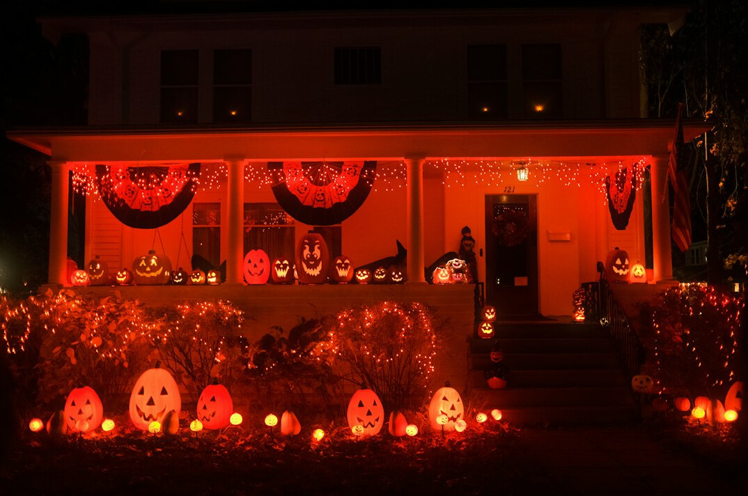 haunted house at night