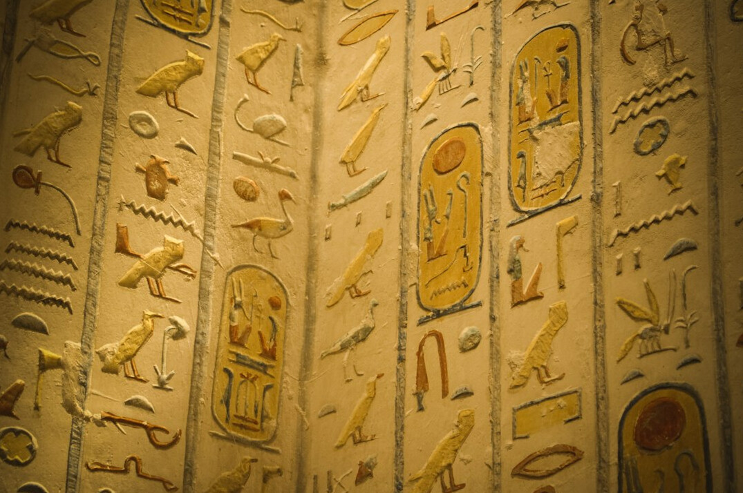 egyptian hieroglyphs close up