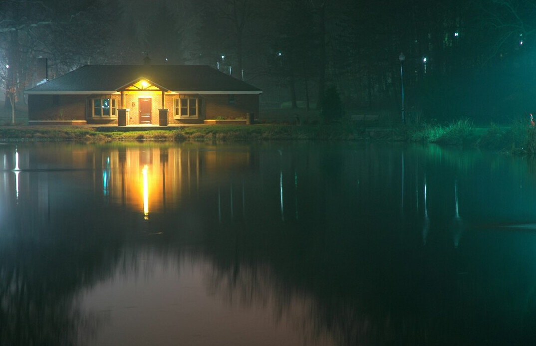 haunted house at night